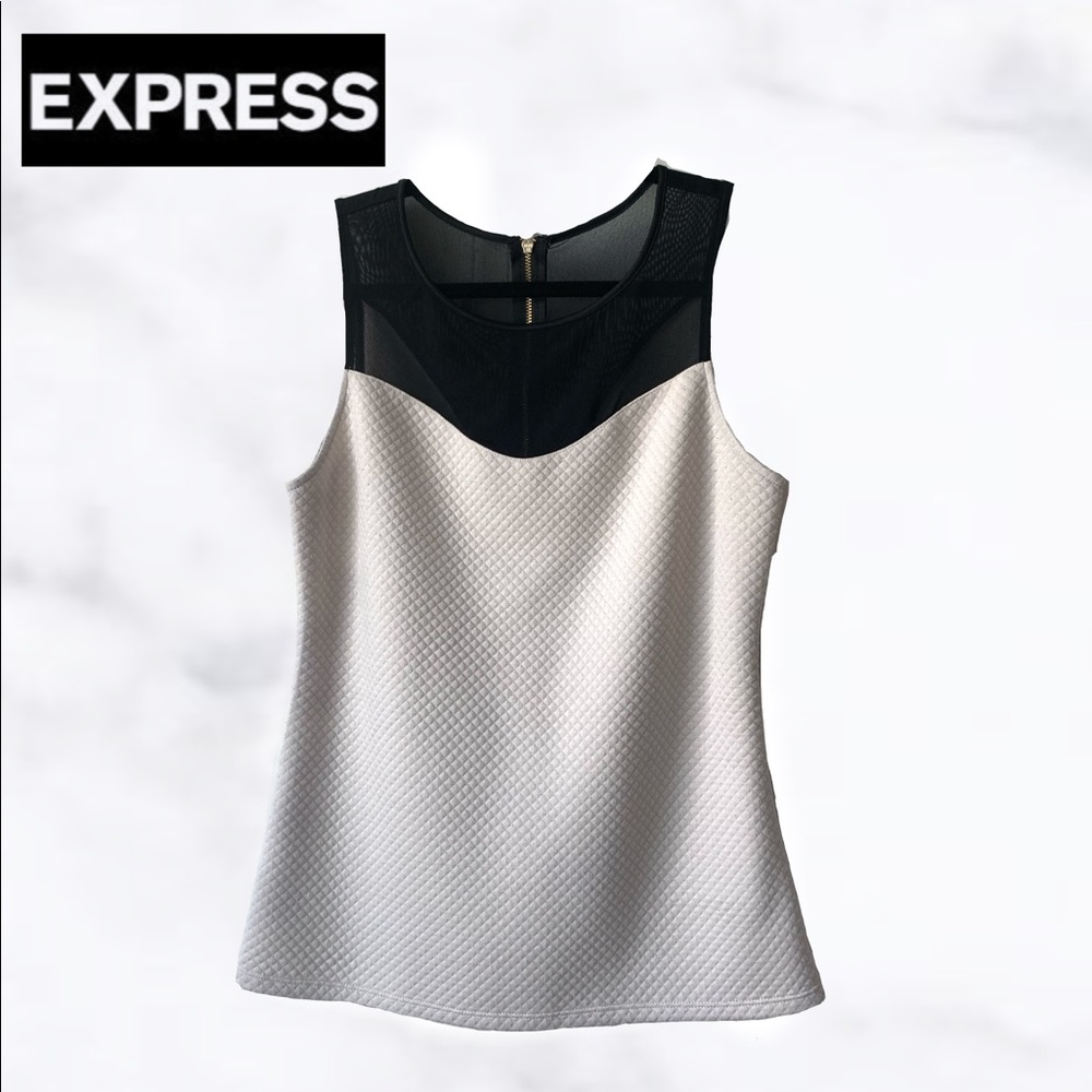 EXPRESS Mesh Neck Quilted Pattern Sleeveless Top